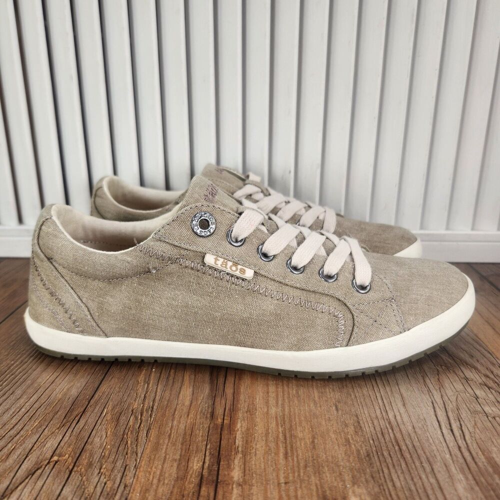 Taos Star Womens Size 7.5 Brown Canvas Comfort Walking Sneakers Shoes STA-12844